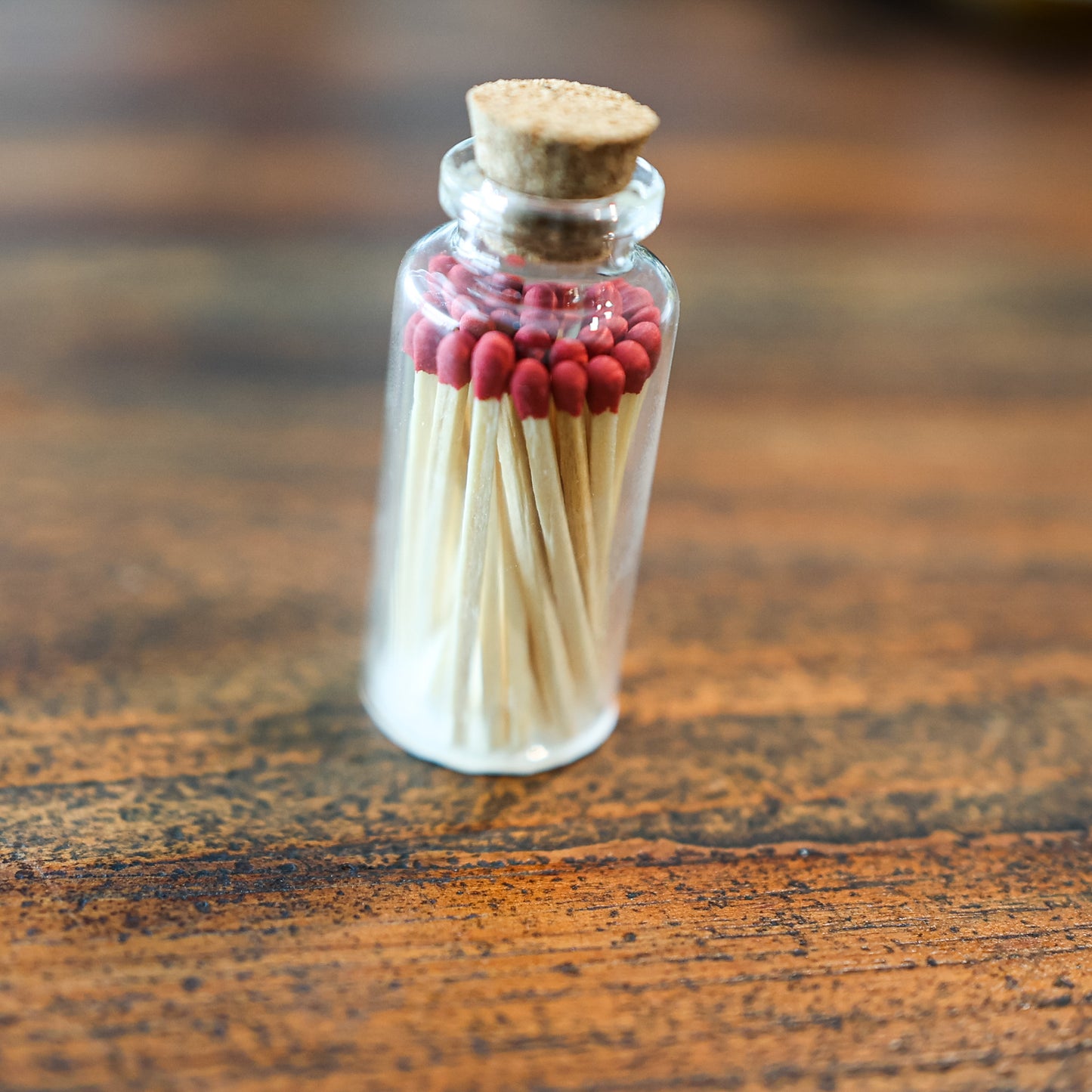 Mini Red Matchsticks in Glass Bottle