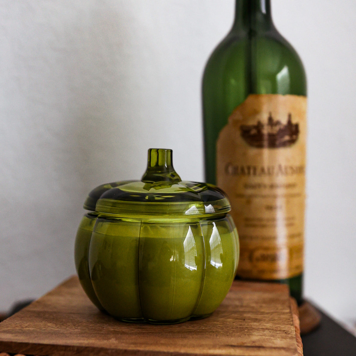 Olive Glass Pumpkin Soy Candle