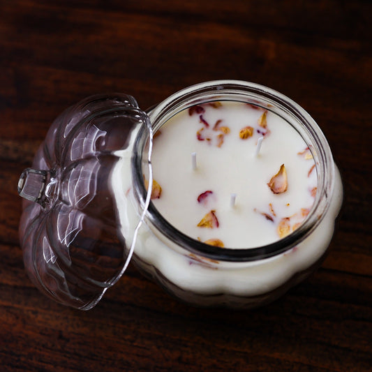 Clear Glass Pumpkin Soy Candle