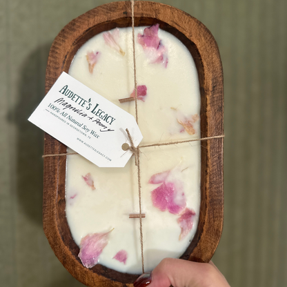 Rustic Doughbowl Candle with Wood Wicks
