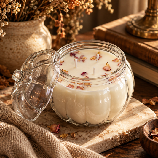 Clear Glass Pumpkin Soy Candle