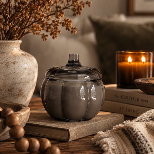 Black Glass Pumpkin Soy Candle