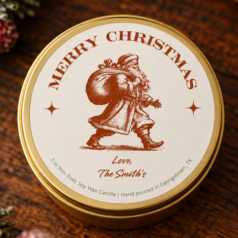 Vintage Santa Christmas Candle Favors – Set of 10