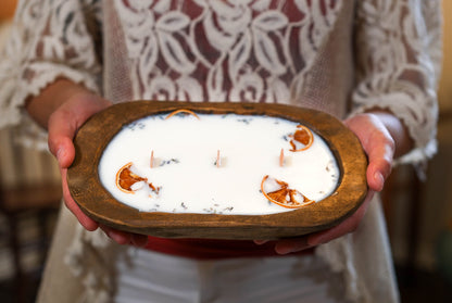 Rustic Doughbowl Candle with Wood Wicks